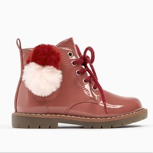 Zara Patent Pink Combat style Lace up boot